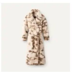 Cozy Cream and Brown Faux Fur Coat